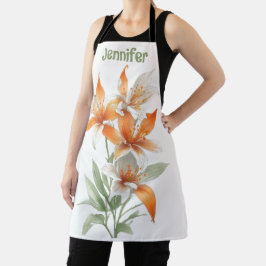 Delantal Naranja Lily Flowers Personalizado