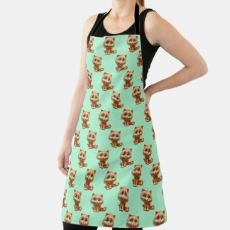 Delantal Naranja lindo Tabby Kitty Cat
