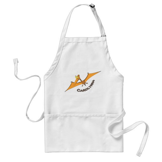 Delantal Naranja lindo y gracioso personalizado pterodáctil (Frente)