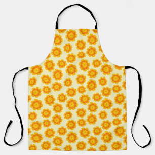 Delantal Naranja Marigolds Botánico Floral Ilustrado A Mano