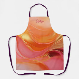 Delantal Naranja Moderna, Rosa y Dorado-