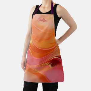 Delantal Naranja Moderna, Rosa y Dorado-