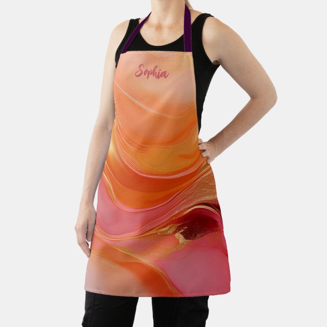 Delantal Naranja moderno, rosa y dorado (in situ)