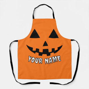 Delantal Naranja personalizado Calabaza Halloween su nombre
