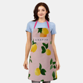 Delantal Naranja personalizado de frutas de limón rosa