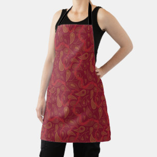 Delantal Naranja Rojo de Lujo Brown Paisley Resumen Magia