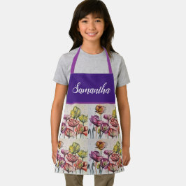 Delantal Naranja Rojo Flores de amapola Amarilla Poppies Ch