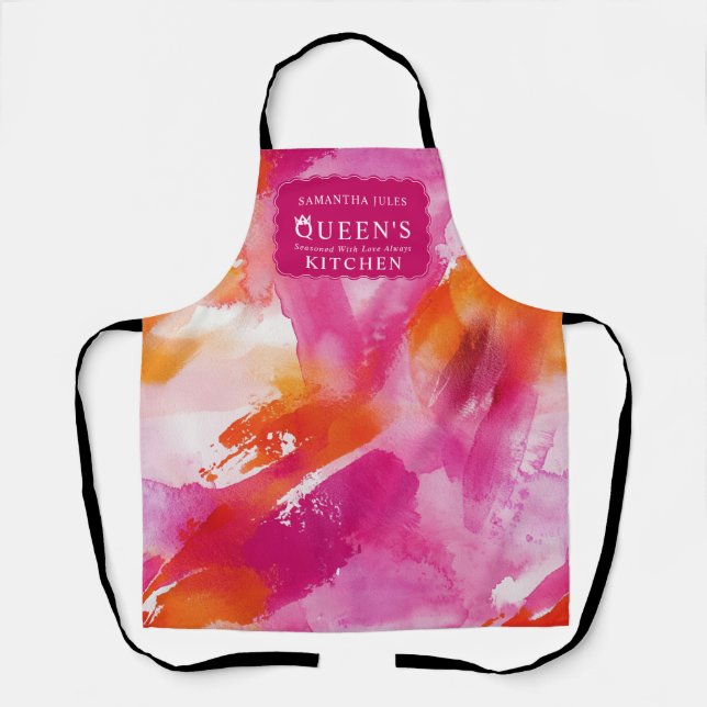 Delantal Naranja rosa acuarela Abstract Kitchen Apron (Anverso)