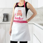 Delantal Naranja rosado pastel oro pan de oro moderno tipog<br><div class="desc">Aquí hay una forma maravillosa de añadir a la diversión de la cocción, así como de seguir promocionando su negocio. Añada un poco más de brillo a sus aventuras culinarias cuando use este elegante, sofisticado, sencillo y moderno delantal. "Yo horneo" en negrita rosa polvorienta, tipografía, un pastel de tres capas...</div>