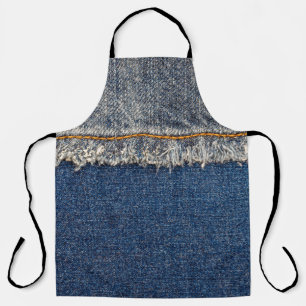 Delantal Naranja Stitch, Parche De Doble Denim.