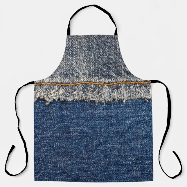 Delantal Naranja Stitch, Parche De Doble Denim. (Anverso)