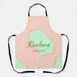 Delantal Naranja verde pastel boho añadir nombre lugar rúst