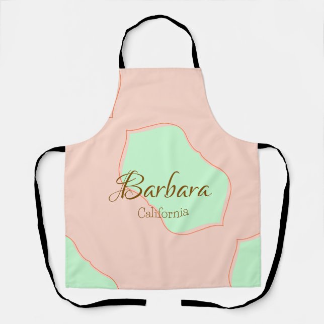 Delantal Naranja verde pastel boho añadir nombre lugar rúst (Anverso)