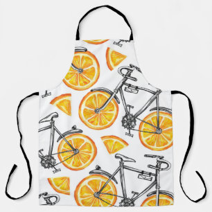 Delantal Naranjas de bicicleta: Patrón de verano acuarela