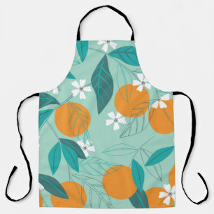 Delantal Naranjas en flor, hojas, arte vintage.
