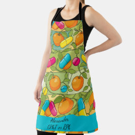 Delantal Naranjas personalizados Blue Pill Pharmacy Apron
