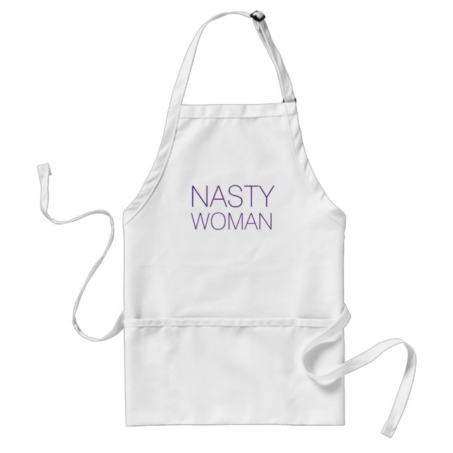Delantal "nasty woman" purple, violet letters (Frente)