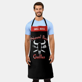 Delantal Natural Born Griller - Chef Negro Diverti