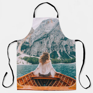 Delantal Naturaleza del lago alpino de Silhouette