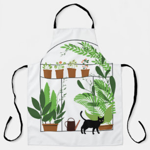 Delantal Nature pattern, greenhouse, gardening. Fence, flow