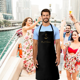 Delantal Náuseas del ancla de oro negro nombre de costumbre