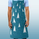 Delantal Nautical<br><div class="desc">Barcos de vela corriendo en un mar verde y brillante verde azulado. Un divertido diseño náutico para los amantes de la vela. Arte original de Nic Squirrell.</div>