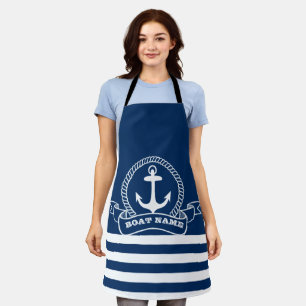 Delantal Nautical Anchor Navy con tiras azules