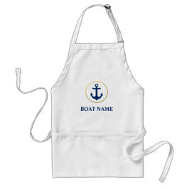 Delantal Nautical Bote Name Anchor Blue Gold