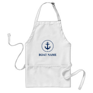 Delantal Nautical Bote Name Anchor Rope