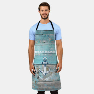 Delantal Nautical Bote Name Anchor Rustic Wood