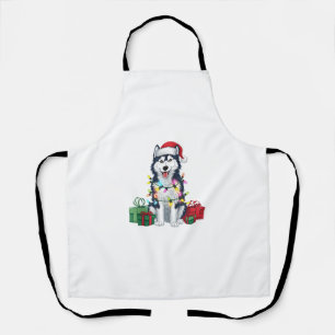 Delantal Navidad alumbrando Santa Hat Alaskan Husky Dog Chr