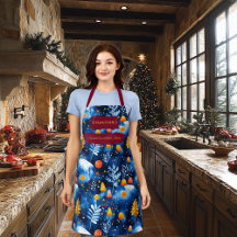 Navidad Azul con Hongos, Hojas y Nieve