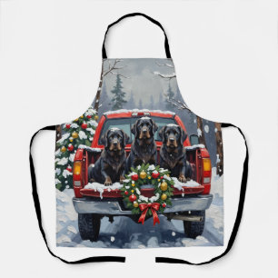 Delantal Navidad Camioneta Roja Terranova Negra Fiesta