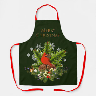 Delantal Navidad Cardenal y Verdor Festivo