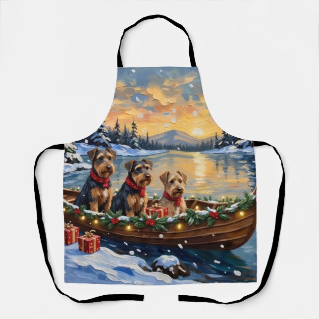 Delantal Navidad con Barco Terrier Airedale (Anverso)