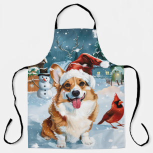 Delantal Navidad Corgi País de las Maravillas Alegría de Na