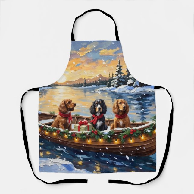 Delantal Navidad de barco con Cocker Spaniel (Anverso)