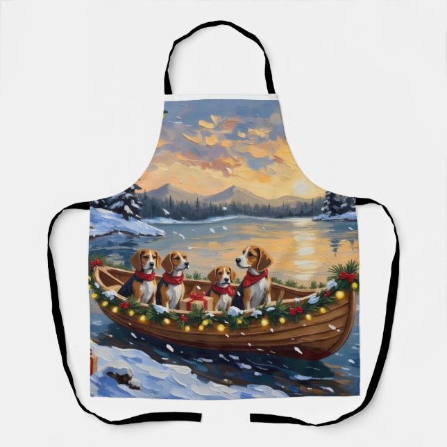 Delantal Navidad de Beagle en Barco Fiesta (Anverso)