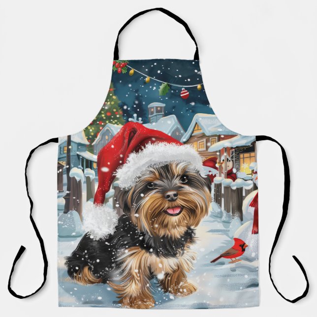 Delantal Navidad de invierno Biewer Terrier Dog Wonderland  (Anverso)