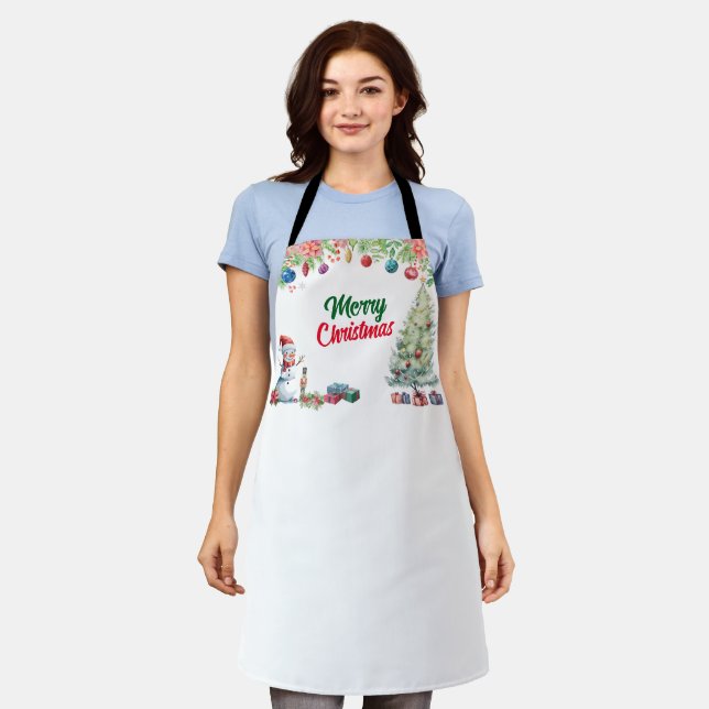 Delantal Navidad en acuarela  (Gastado)