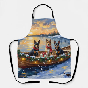 Delantal Navidad en Barco con Malinois Belga