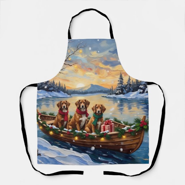 Delantal Navidad en Barco Vizsla Fiesta (Anverso)