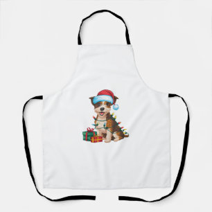 Delantal Navidad en Santa Hat Border Terrier Dog