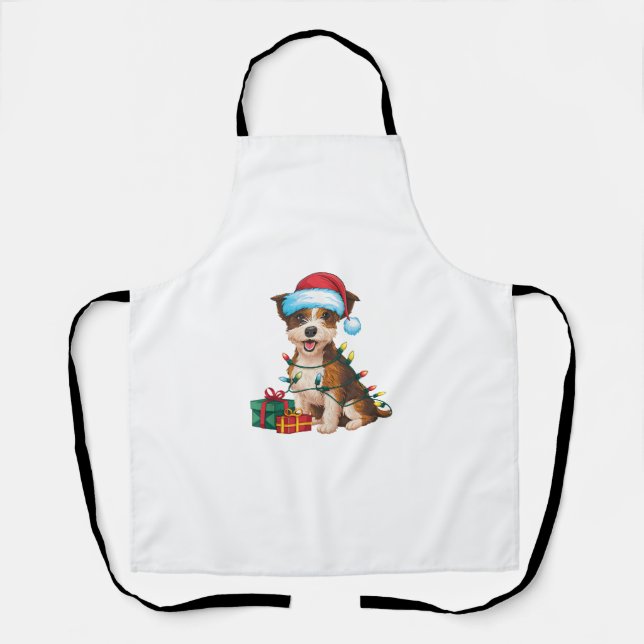 Delantal Navidad en Santa Hat Border Terrier Dog (Anverso)