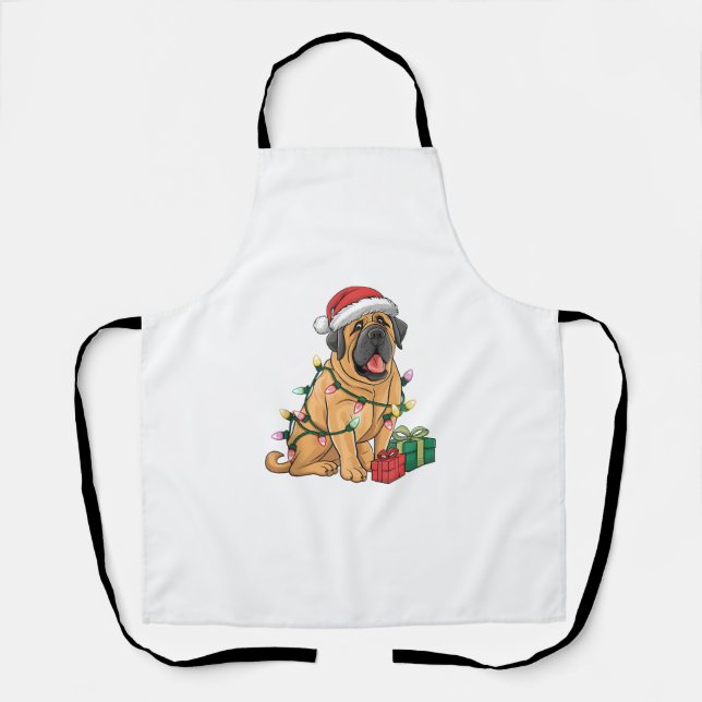 Delantal Navidad Iluminando a Santa Hat Perro espumoso pire (Anverso)