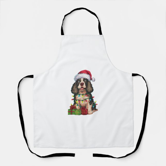 Delantal Navidad iluminando Santa Hat Perro Malamute Alaska (Anverso)