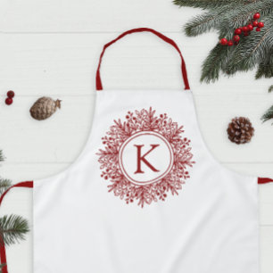 Delantal Navidad Monograma Copo de Nieve Personalizado