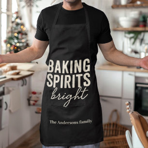 Delantal Navidad Negra Espíritus de Panadería Brillantes