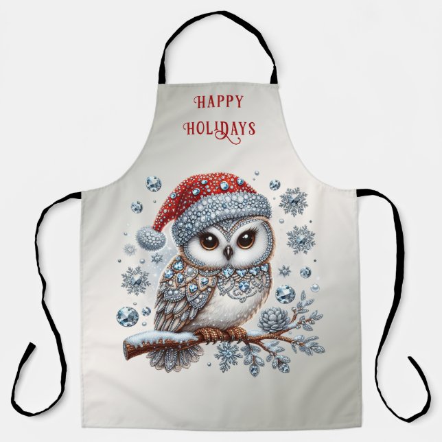 Delantal Navidad Owl Holiday Apron (Anverso)