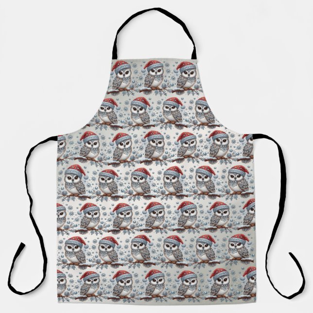 Delantal Navidad Owl Holiday Apron (Anverso)